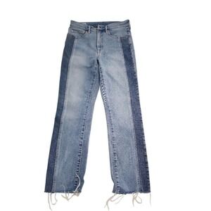 Gap Vintage Slim Jeans Women 28/6 Blue Two Tone Colorblock Boho Raw Hem Retro